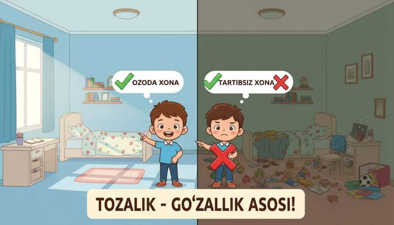 Toza va tartibsiz xonani taqqoslash