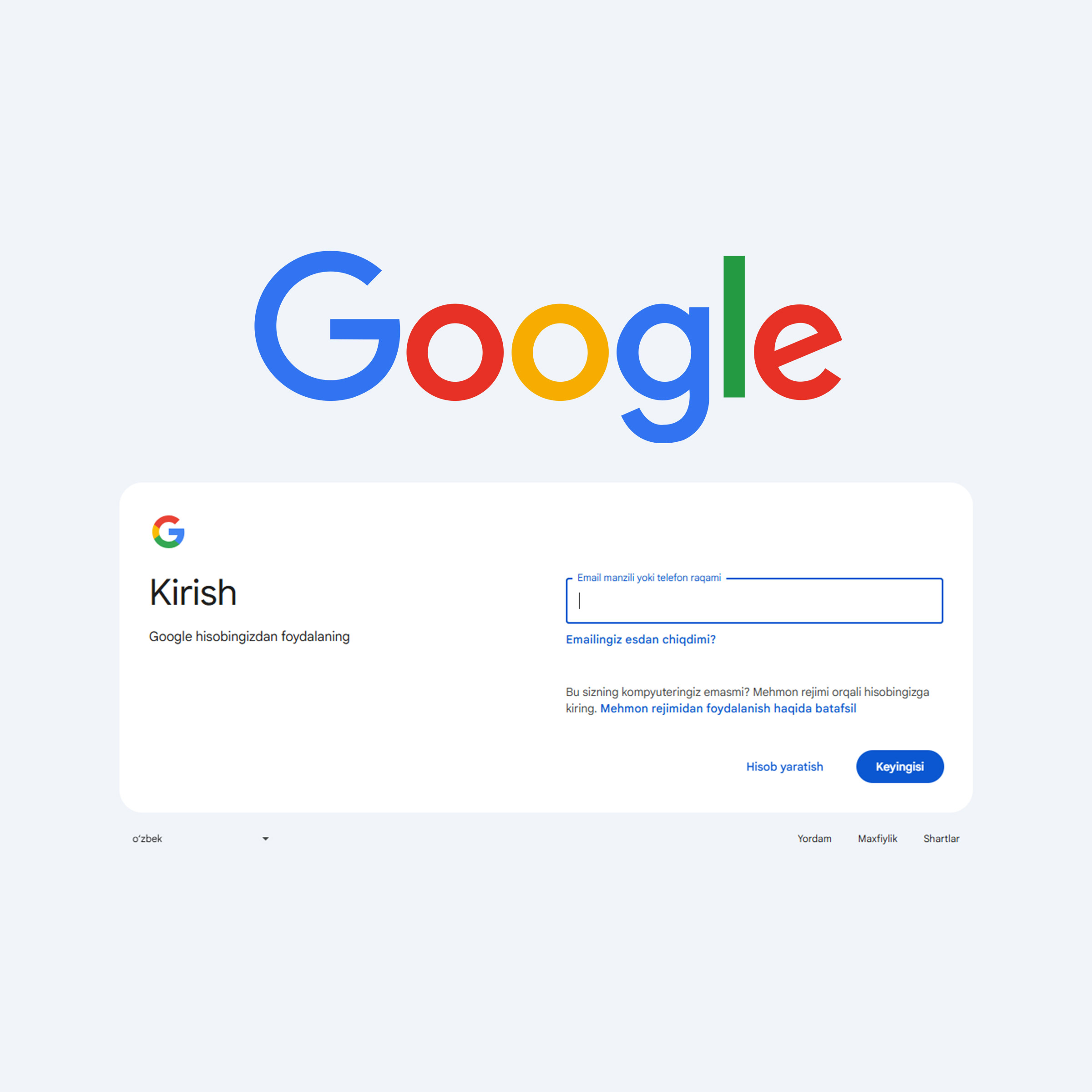 Gmail (Google) tizimida ro‘yxatdan o‘tish